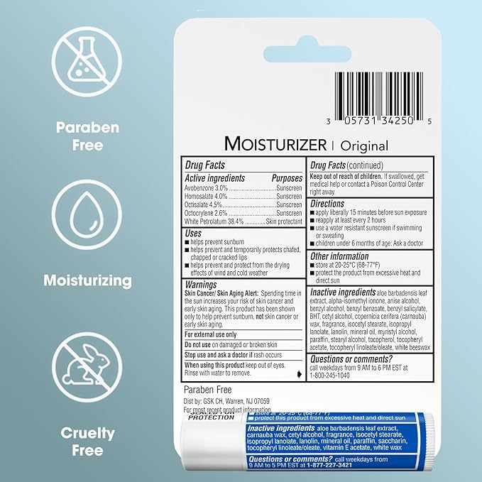 ChapStick Moisturizer 2-in-1 Lipcare 5-Pack (3 SPF 12, 2 SPF 15) – Original Lip Balm with Broad Spectrum SPF, Aloe & Vitamin E, 0.15 Oz Ea-Velvo Beauty