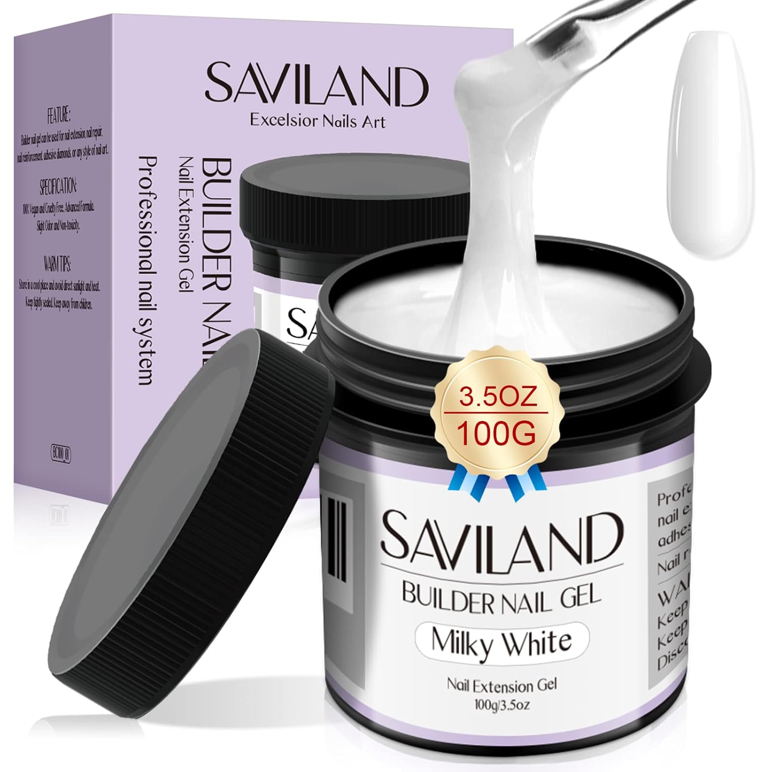 SAVILAND LED & U V Builder Nail Gel - 3.53 oz White Nail Extension for Professional Salon Gel Builder for Nails Hard Gel for DIY Nail Art Supplies Manicure Set, Gift for Women Ladies Girls-Velvo Beauty