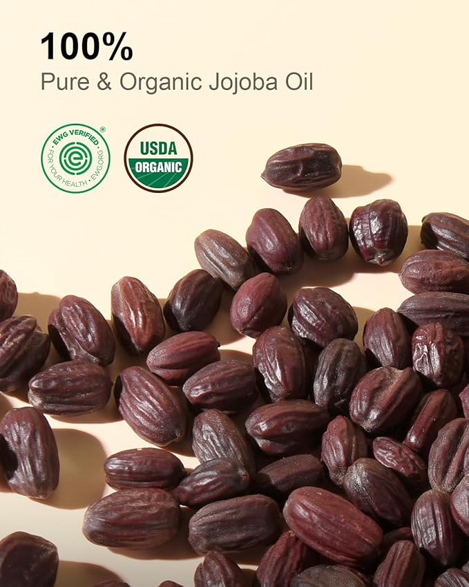 Yoken Organic Jojoba Oil Glass Bottle 8 fl oz, USDA Certified 100% Pure & Natural Jojoba Oil for Hair, Skin & Face, Cold Pressed Unrefined Hexane Free, Deeply Moisturizing Body Serum Oils for Gua Sha-Velvo Beauty
