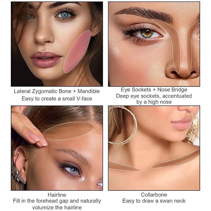 3 Pcs Face Contour Stick Kit, Matte Finish Face Stick Trio with Bronzer Blush Highlighter and Brush, Long Lasting Waterproof Cream Beauty Wand Makeup Set for Sculpt Glowing Face Look (#4, 10, 14)-Velvo Beauty