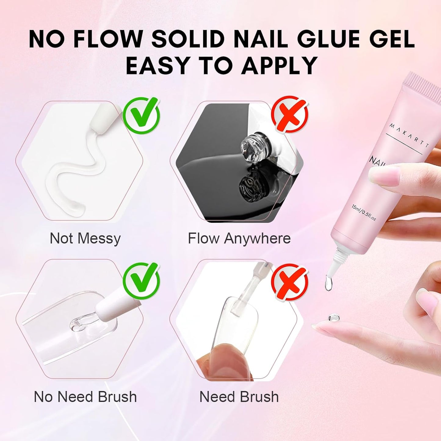 Makartt Gel Nail Glue: Solid Nail Glue for Press On Nails, 15ML 3D Gel UV Lamp Needed, Multifunctional Nails Tools Strong Adhesive Rhinestone Glues Gels for Charms & Gems, Ideal for DIY Home Salon Use-Velvo Beauty