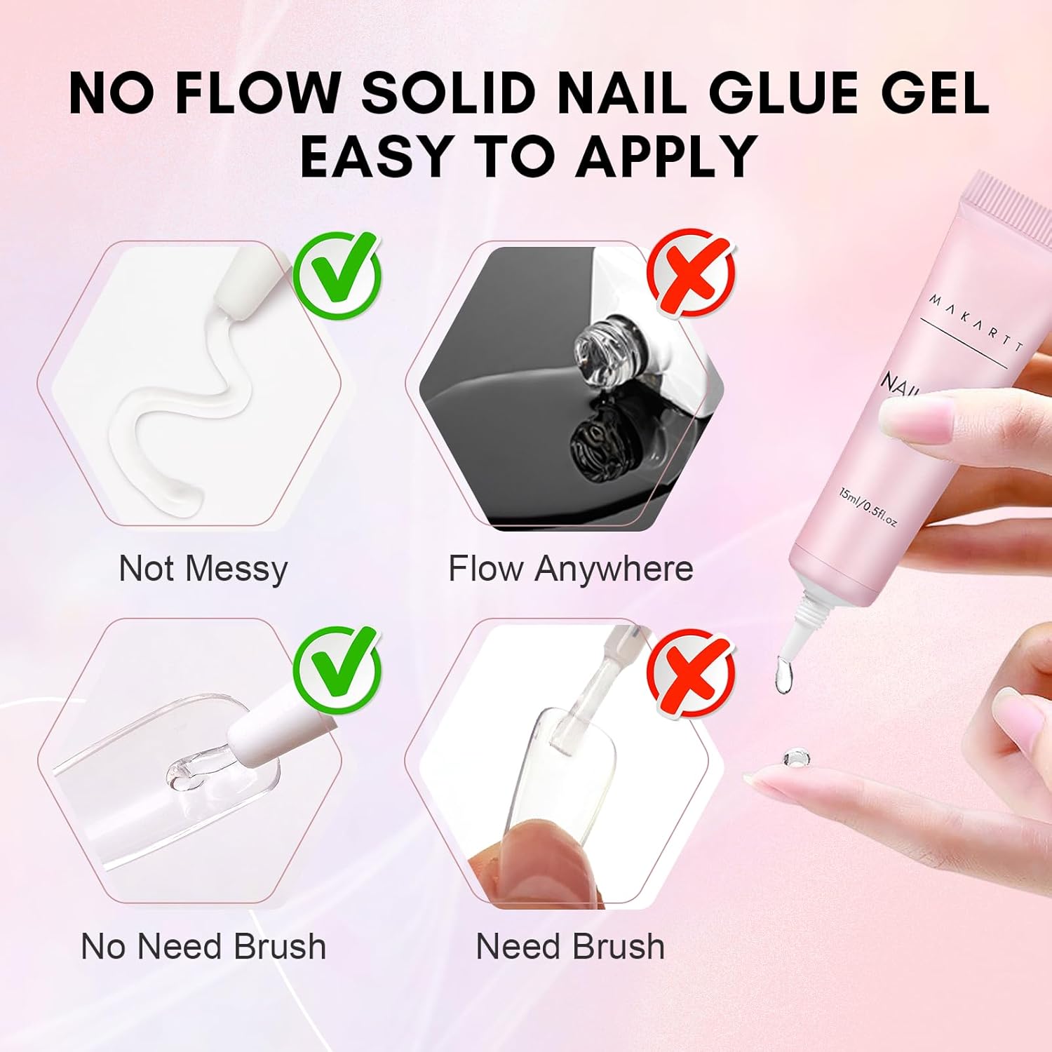 Makartt Gel Nail Glue: Solid Nail Glue for Press On Nails, 15ML 3D Gel UV Lamp Needed, Multifunctional Nails Tools Strong Adhesive Rhinestone Glues Gels for Charms & Gems, Ideal for DIY Home Salon Use-Velvo Beauty