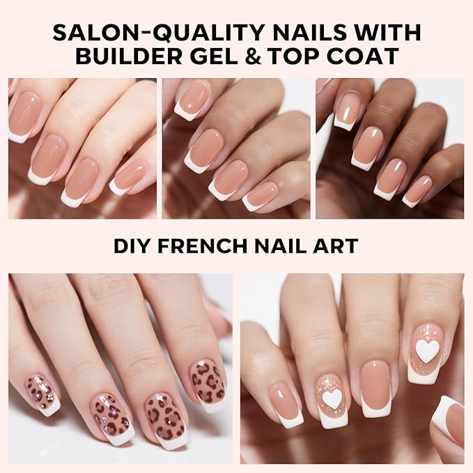 modelones French Tip Press on Nails, Short Square Fake Nails with Nail Box, Deep Nude Gel Nail Tips for Women, Soft Glue-On Nails for Natural Salon Look, DIY Nail Art Kit-Velvo Beauty