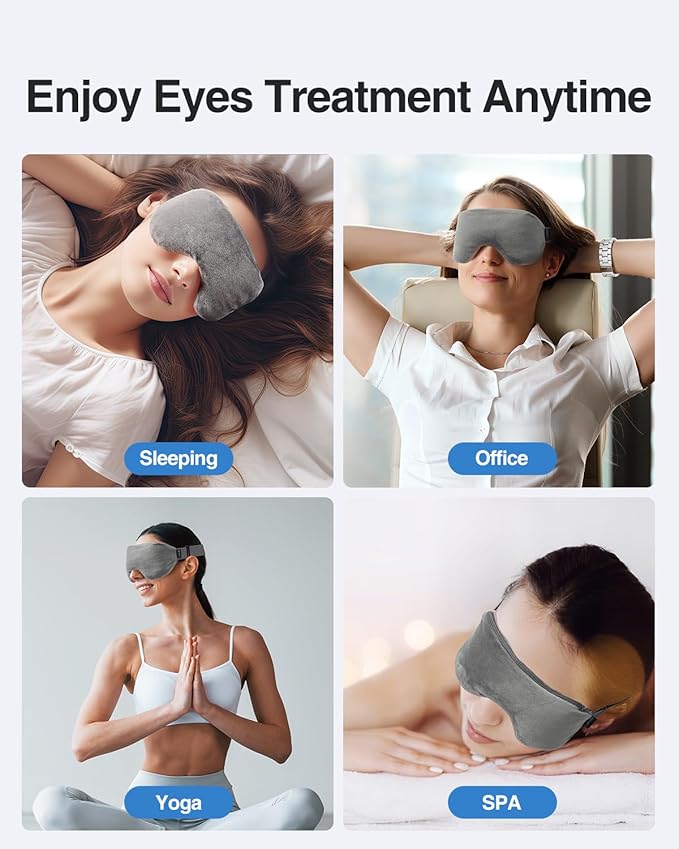 Luxtude Heated Eye Masks for Dry Eyes with Flaxseed & Lavender, Microwave Warm Eye Compress Moist Heat, Weighted Eye Mask for Sleeping, Hot Stye Eye Compress for Puffy Eyes, Dark Circles (Gray)-Velvo Beauty