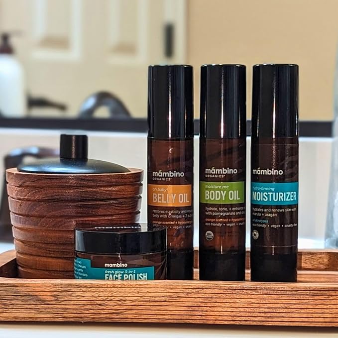 Second Trimester Set – All Natural Skincare Pregancy Gift Box – Anti-stretch mark Belly Oil, Moisturizing Body Oil, Face Polish, Face Moisturizer - Mambino Organics-Velvo Beauty
