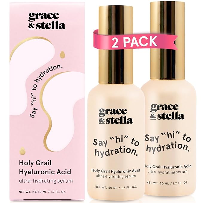 grace & stella Award Winning Hyaluronic Acid Face Serum (50ml/1.7 fl oz) Removes Fine Lines & Wrinkles, Hydrating Hyaluronic Acid Serum for Face, Acido Hialuronico for Women - Vegan Skincare (2-Pack)-Velvo Beauty