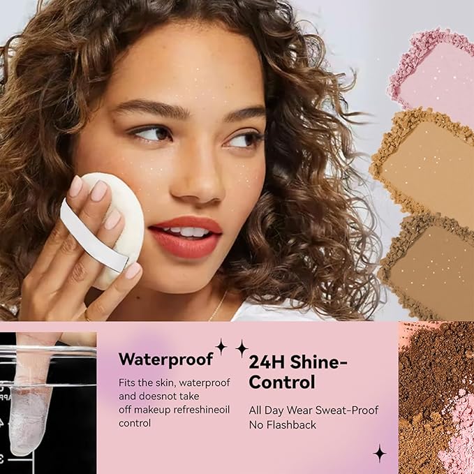 AKARY Dark Brown Translucent Setting Powder, Shimmer Finishing Powder Oil Control for Long Lasting Makeup, Lightweight Loose Powder Waterproof Makes Skin Downy, Blurring Powder for Deep Tones, 04-Velvo Beauty