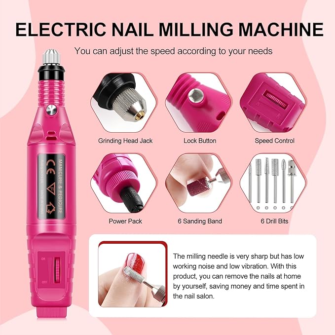 COSCELIA 53ps Gel Nail Polish Kit with U V light and Drill Starter Kit 35 Summer Colors Gel Polish 5pcs Top Base Coat LED Lamp Nail Art All Seasons Gel Manicure Kit Gifts for Women-Velvo Beauty
