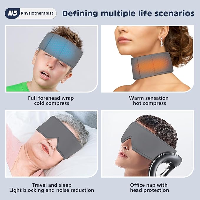 Heating or Cooling Eye Mask for Dark Circles and Eye Neck Padeye Mask Skincare and Puffiness, Intelligent Heating Physical Cooling (Gray)-Velvo Beauty