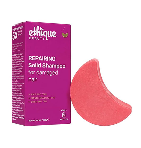 Ethique Repairing Shampoo Bar for dry, damaged hair with Rice Protein - Plastic-Free, Vegan, Cruelty-Free, 3.88 oz - Formerly Sorbet-Velvo Beauty