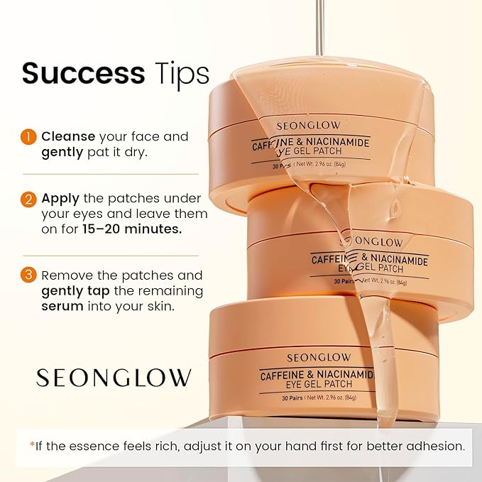 Caffeine Under Eye Patches: 30 Pairs Korean Hydrogel Eye Masks for Dark Circles Puffiness Relief with Niacinamide Hyaluronic Acid - Undereye Brightening Hydrating Anti-Wrinkle Treatment-Velvo Beauty