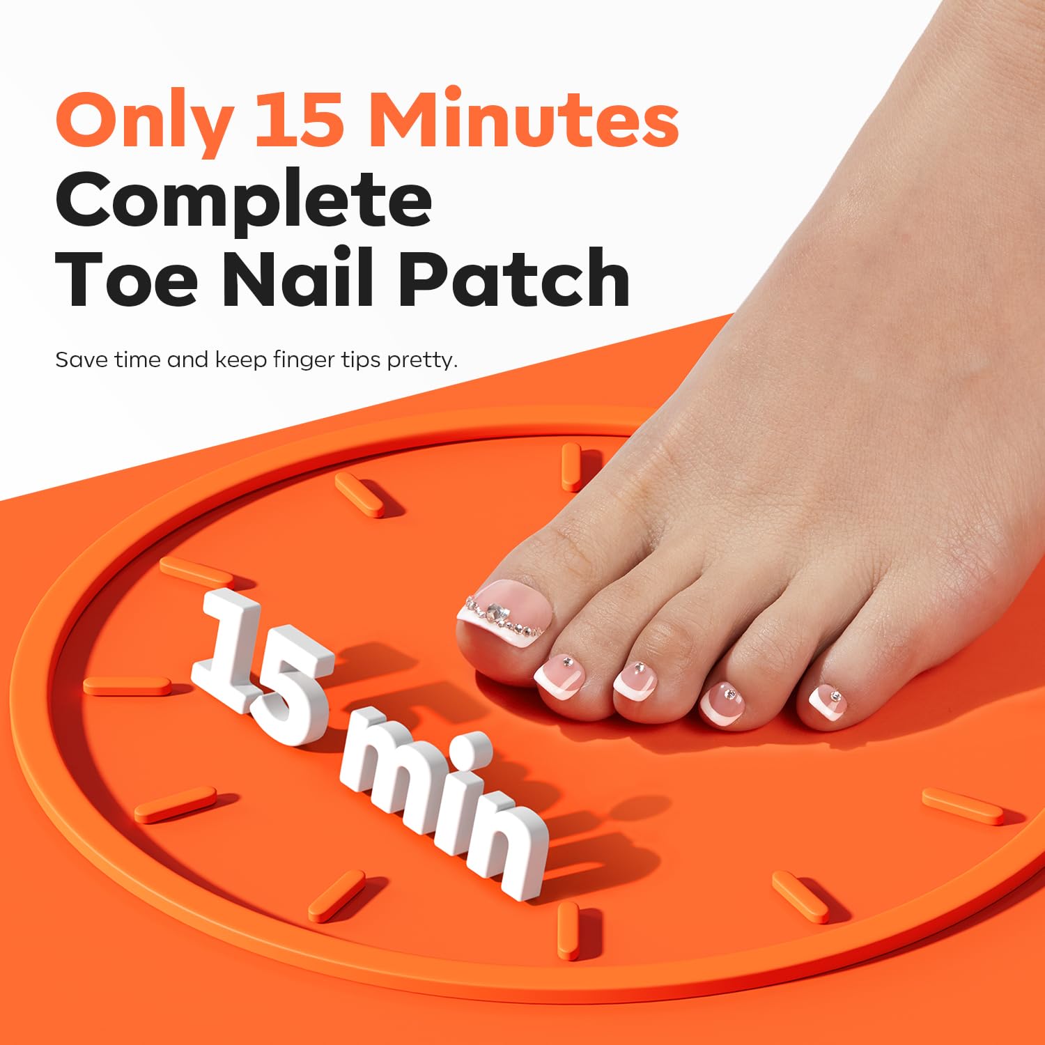 Modelones Toe Nail Tips Short Square Soft Gel Tips Squoval Fake Toe Nails Matte Full Cover Pre-shape Extension Home DIY Salon 240Pcs 15Sizes-Velvo Beauty