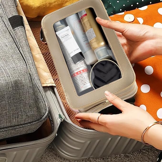 Clear Makeup Bag Small, TSA Approved Portable Toiletry Bag with Zipper Cosmetic Travel Bag Makeup Organizer Case Mini Makeup Pouch for Purse Car Organizer Bag for Women Men-Velvo Beauty