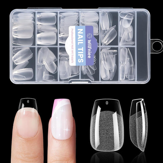 Short Coffin Nail Tips: 240PCS Pre-shaped Clear Gel Nail Tips Coffin Short, 12Sizes Acrylic Full Cover Fake Press on Nails for Nail Extension DIY Salon-Velvo Beauty