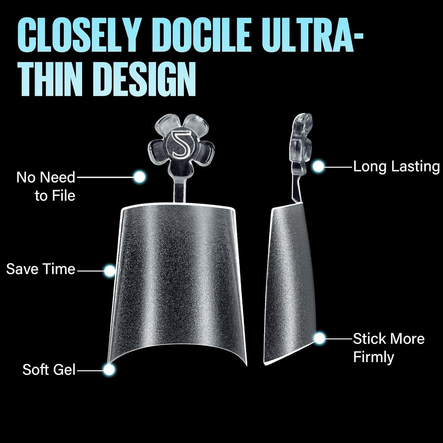 TOMICCA Short Coffin Nail Tips, 510Pcs Acrylic Half Cover Nail Tips, 12 Sizes No C Curve Full Matte Gel Nail Extension Tips for Beginner and Professional-Velvo Beauty