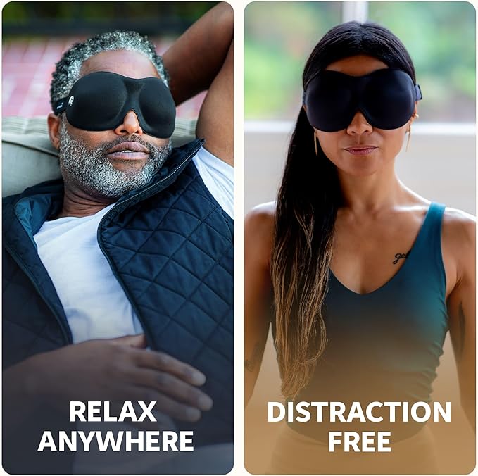 Nidra Contoured Sleep Mask for Side Sleepers – Zero Pressure Fit, Light Blocking Eye Shade for Sleeping & Travel – Blue, Standard Size-Velvo Beauty