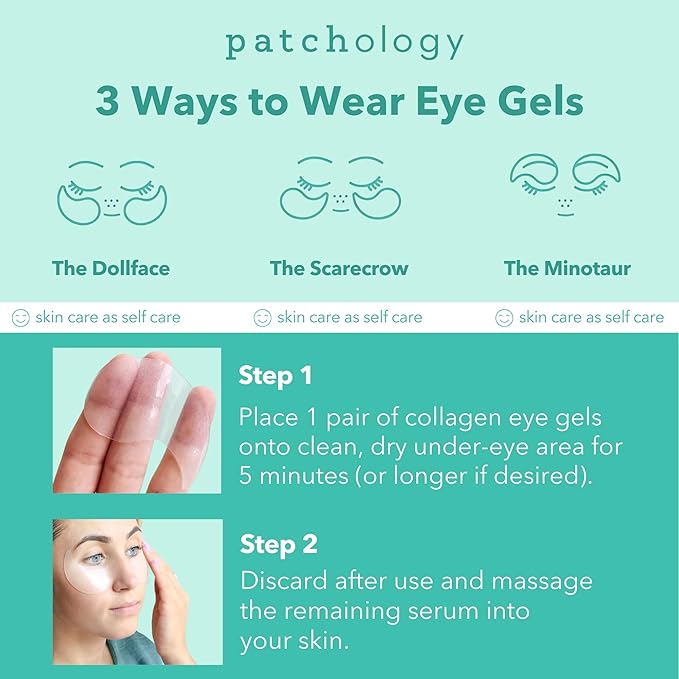 Patchology Rejuvenating Under Eye Gels - Hydrating Eye Mask w/Caffeine, Hydrolyzed Collagen & Centella Asiatica- Under Eye Patches For Dark Circles - Minimize Puffiness & Wrinkle Reducer - 30 Pairs-Velvo Beauty