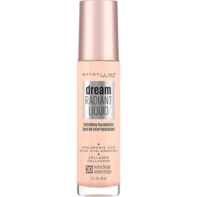 Maybelline Dream Radiant Liquid Medium Coverage Hydrating Makeup, Lightweight Liquid Foundation, Ivory Beige, 1 Count-Velvo Beauty
