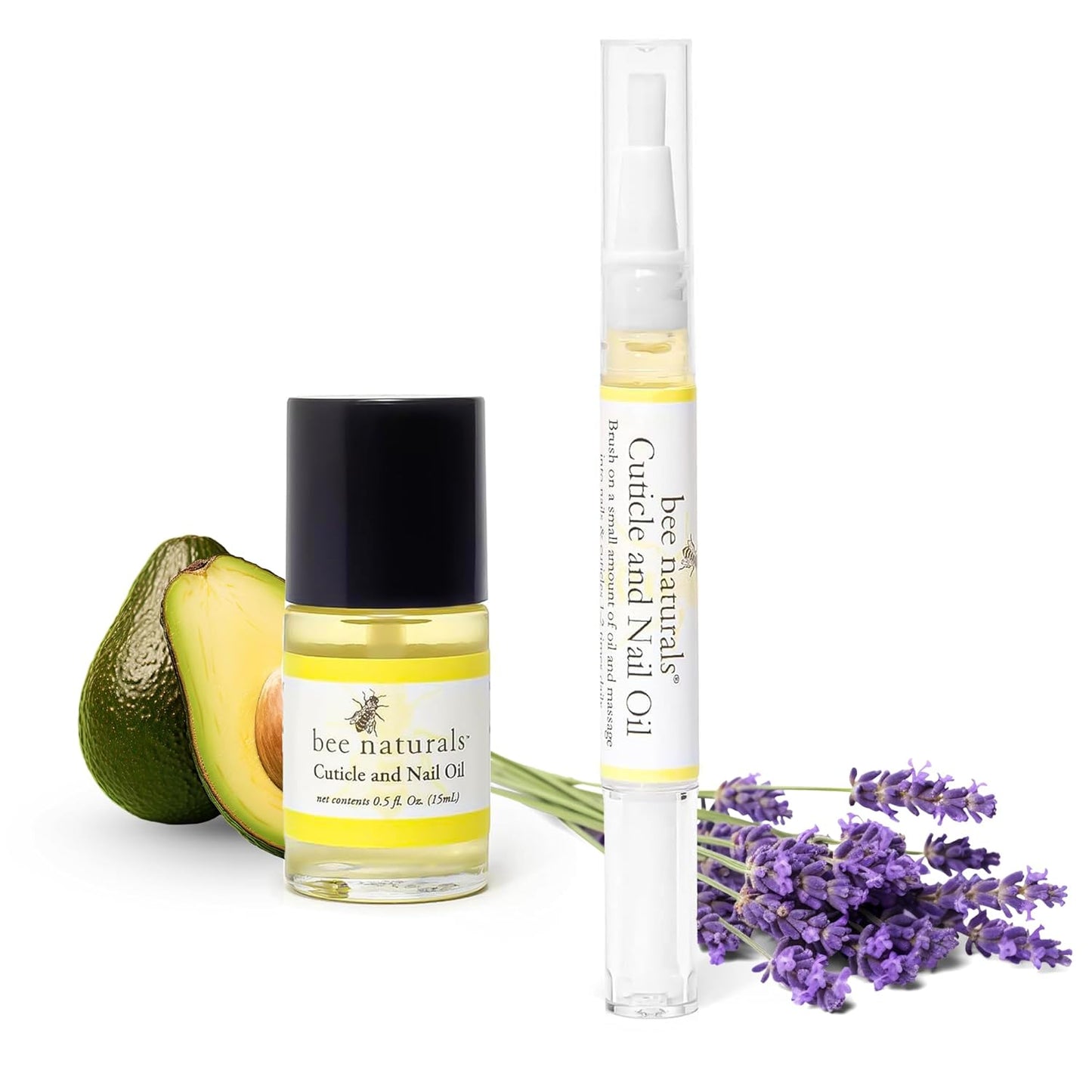 Bee Naturals Nail & Cuticle Oil Kit – Nourishing Nail Strengthener with Vitamin E, Olive & Avocado Oils – Lavender Lemon & Tea Tree Aromatherapy – Easy Pen Applicator for Healthy, Revitalized Nails-Velvo Beauty