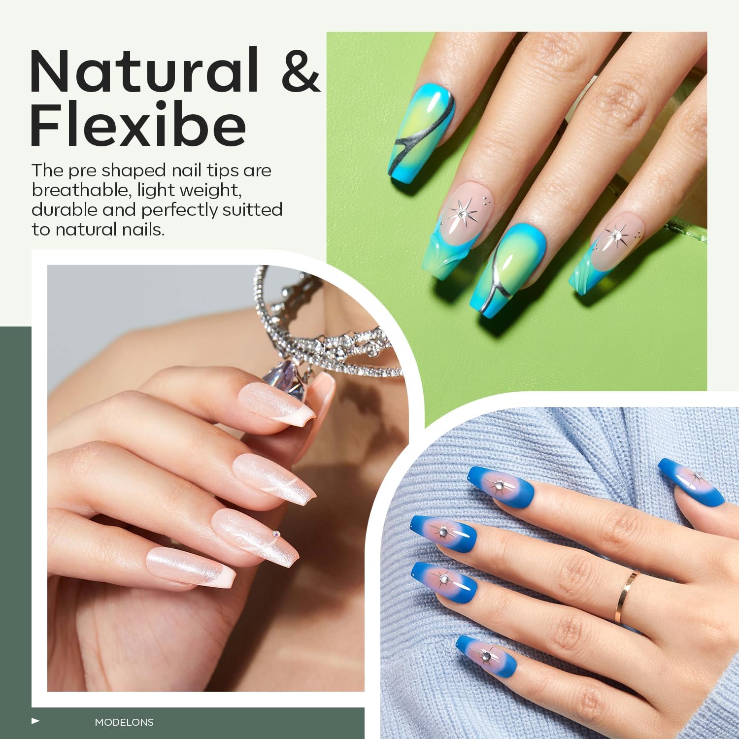 modelones Medium Coffin Gel Nail Tips Kit, 9-in-One Nail Glue with Portable U V Lamp 216Pcs 12Sizes Pre-Etched Press ons Fake Acrylic Extension Kit DIY Salon Gift for Women-Velvo Beauty