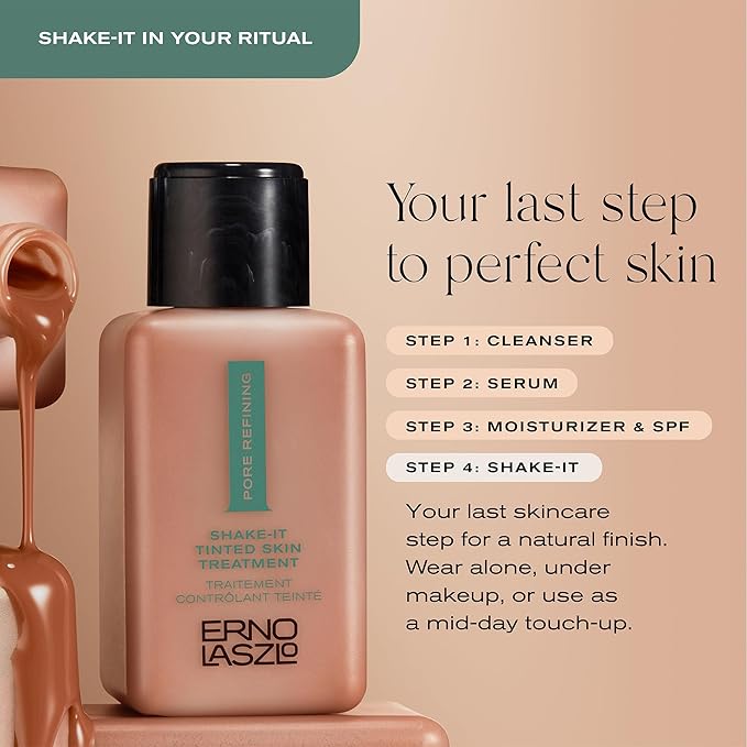 Erno Laszlo Shake-It Tinted Skincare Finisher, Neutral Face Tint for Lighter Complexions, Even Skin Tone & Refine Pores - Pore Minimizer for Face with Natural Matte Finish (3 Fl Oz) Tinted Moisturizer-Velvo Beauty