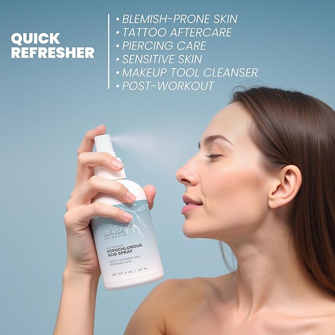 Hypochlorous Acid Spray for Face, Skin, and Body – 0.018% HOCl Facial Mist Toner, Hydrating Cleanser for Acne, Eczema, Rosacea, Eyelids, Pets, Workout, Baby, Back, Redness, Sensitive Care Spray-Velvo Beauty