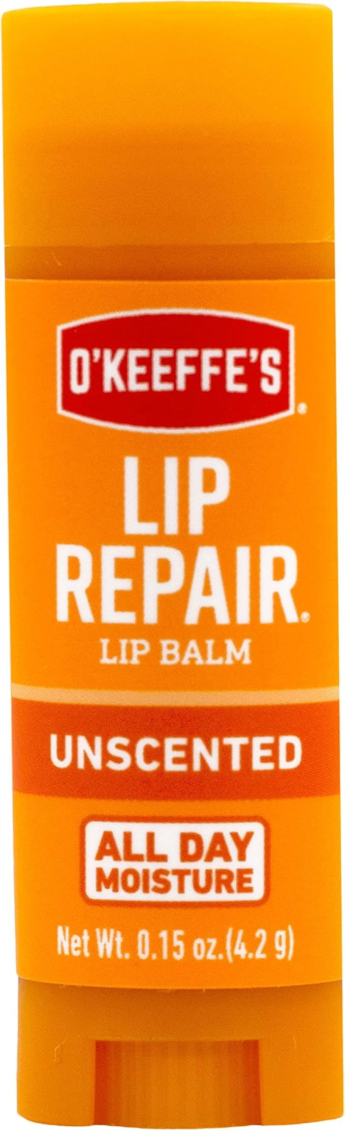 O'Keeffe's Unscented Lip Repair Lip Balm for Dry, Cracked Lips, Stick, (Pack of 1)-Velvo Beauty