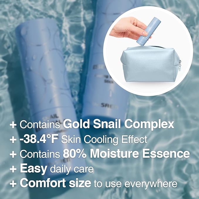 THESAEM Snail Essential EX Cooling Solution Stick Balm – Under Eye Depuffing & Soothing – Face & Eye Serum Treatment – With Snail Collagen & Aquaxyl for Moist Glow, 0.38oz.-Velvo Beauty