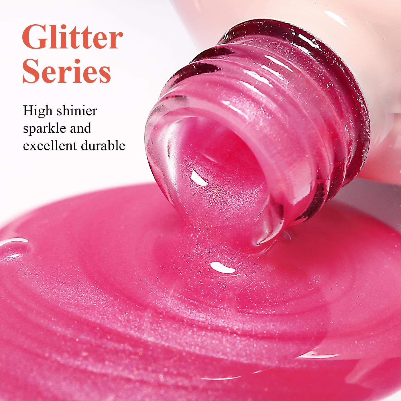 Imtiti Glitter Gel Nail Polish, Rose Pink Pearl Glitter Nail Gel Polish Diamond Shimmer Sparkle Soak Off UV LED Spring Summer Manicure 10ML-Velvo Beauty