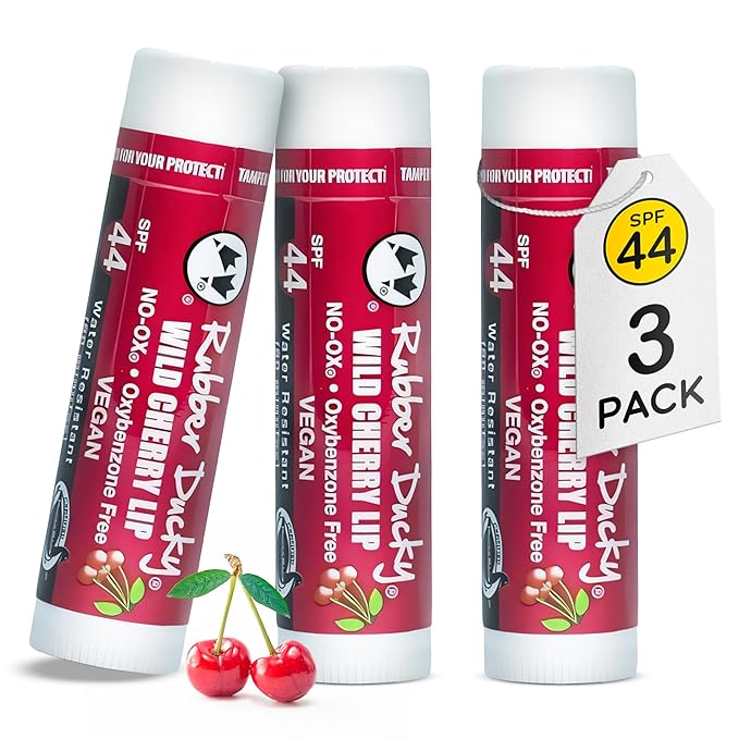 Rubber Ducky | Lip Sunscreen, Lip Balm with SPF 44, Water Resistant Sunscreen Lip Balm | Vegan, Untinted, Cherry Flavor, with Vitamin E | All Season - Broad Spectrum Sunscreen for Lips-Velvo Beauty