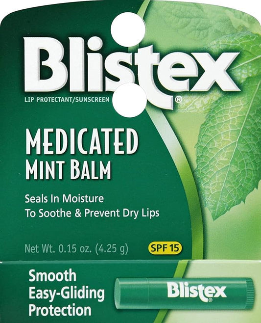 Blistex Medicated Mint Balm SPF 15 0.15 oz (Pack of 9)-Velvo Beauty