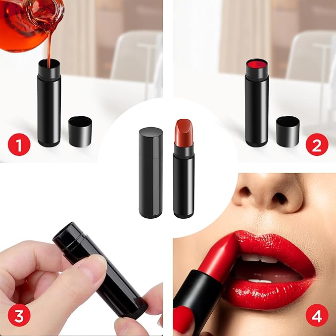 25PCS 3/16 Oz (5.5 ml) Twist up Lip Balm Tubes,Empty Lip balm containers, Echapstick tubes empty, Refillable Lip Balm Bottles, for DIY Homemade Lipsticks,Chapsticks,Homemade Solid Perfume, Black-Velvo Beauty