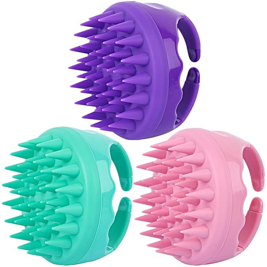 3 Pcs Silicone Scalp Massager & Shampoo Brush, Handheld Scalp Scrubber Cleansing Brush for Shower-Velvo Beauty