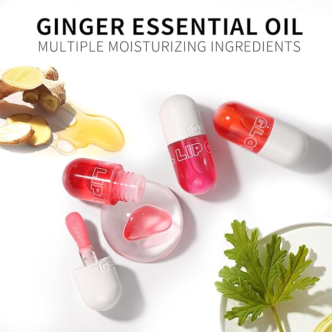 Lip Plumper Raspberry (0.19 Fl. Oz.) Lip Gloss Natural Lip Oil 2in1 Lip Care Serum for Beautiful Fuller-Looking Lips, Hydrating & Reduce Fine Lines,Strawberry-Velvo Beauty