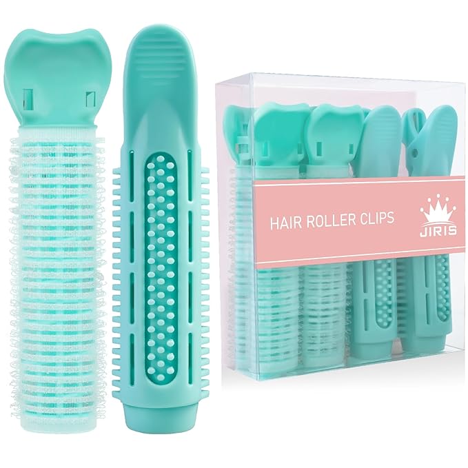 4PCS Volumizing Hair Clips for Root Lift & Volume - Instant Bangs Roller Clips for Effortless Curls & Lift - Velcro Rollers For Hair - Hair Rollers For Women - Cyan-Velvo Beauty