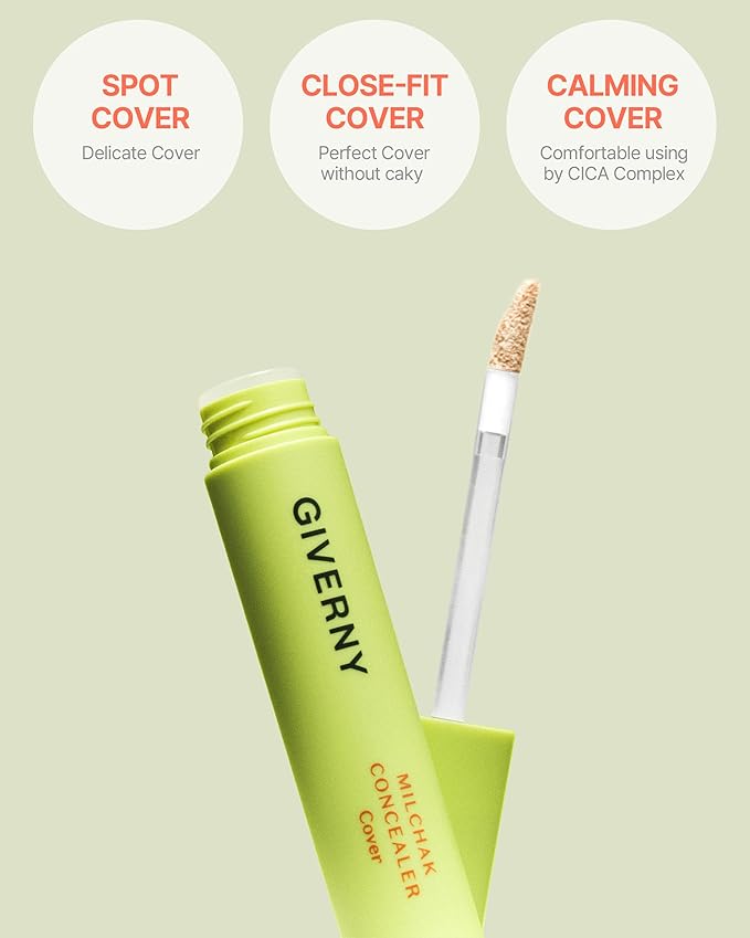 GIVERNY Milchak Cover Concealer - Makeup Blemish & Acne Concealer - For Freckles, Spots & Under Eye Circles - Lightweight and Non-Sticky Foundation Concealer, 0.3oz. (#21 Light beige)-Velvo Beauty
