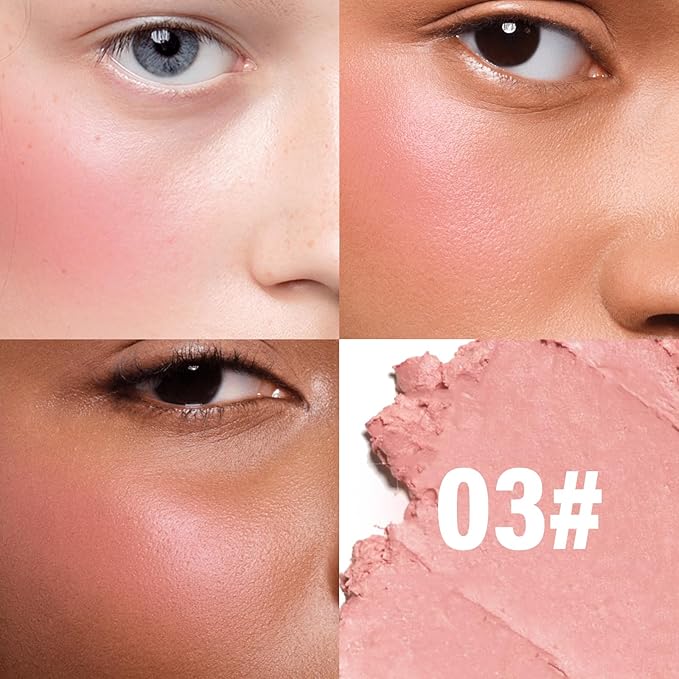 Boobeen Matte Blush Palette for Cheek, Pink Blush Cream, High Pigment Blush, Blendable Face Blusher for Confident Natural Makeup-Velvo Beauty