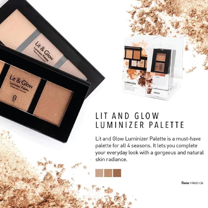 Sistar Lit & Glow Luminizer Palette Glitter Bronzer Make Up-Velvo Beauty