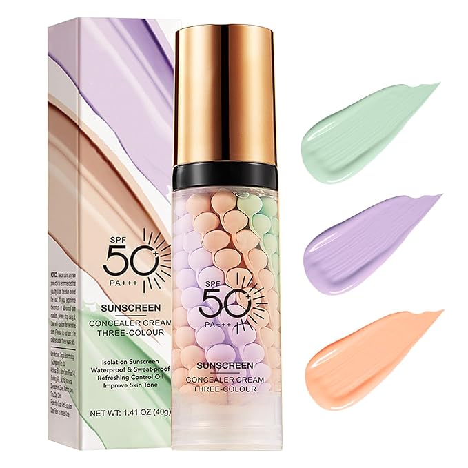 3 In 1Primer for Face Before Makeup,Sunscreen Isolation Cream, SPF 50, One Step Color Corrector Face Primer, Blurs Imperfections Oil Control & Moisturizing Skin Tone Correcting,Radiance Skin-Velvo Beauty