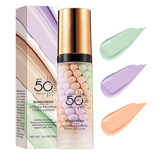 3 In 1Primer for Face Before Makeup,Sunscreen Isolation Cream, SPF 50, One Step Color Corrector Face Primer, Blurs Imperfections Oil Control & Moisturizing Skin Tone Correcting,Radiance Skin-Velvo Beauty