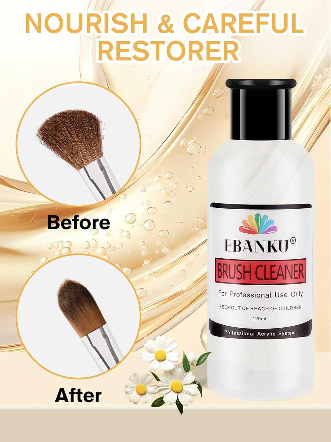 EBANKU 120ml Acrylic Nail Brush Cleaner, 3 in 1 Nail Art Brushes Conditioner Nail Brush Clean Solution Quickly Clean for Solid Gel Polish/Nail Extension Gel-Velvo Beauty