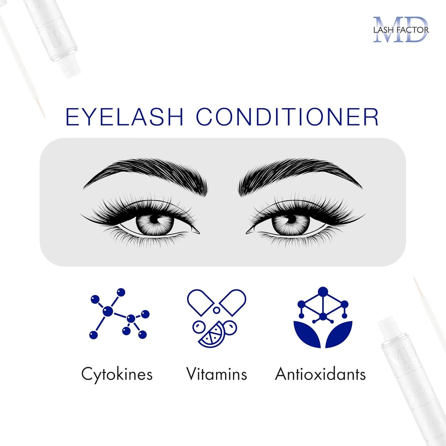 MD Lash Factor Eyelash Conditioner – 0.2 fl oz, 6-Month Supply – Peptide + Biotin Serum for Fuller, Thicker Lashes, Ophthalmologist-Tested-Velvo Beauty