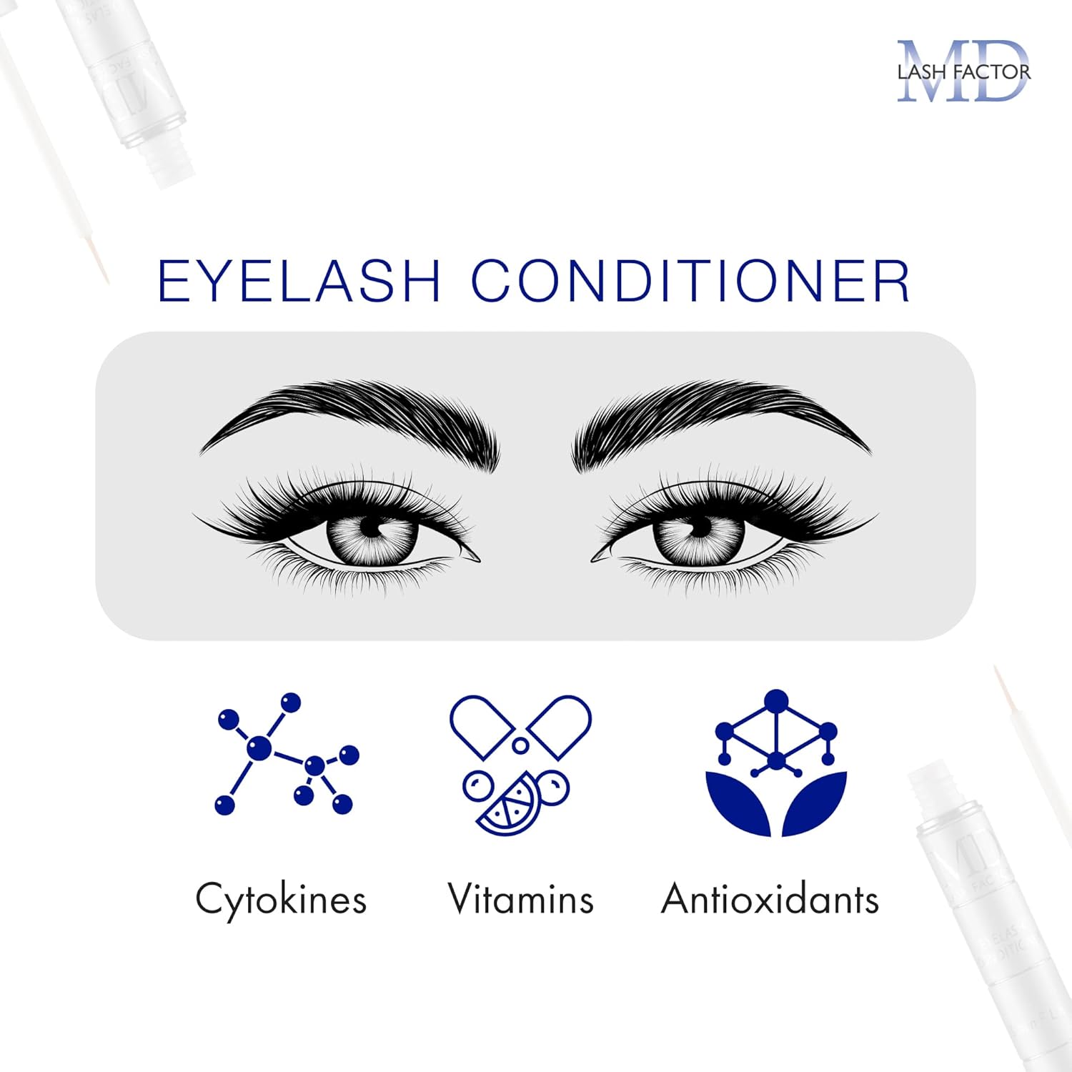 MD Lash Factor Eyelash Conditioner – 0.2 fl oz, 6-Month Supply – Peptide + Biotin Serum for Fuller, Thicker Lashes, Ophthalmologist-Tested-Velvo Beauty