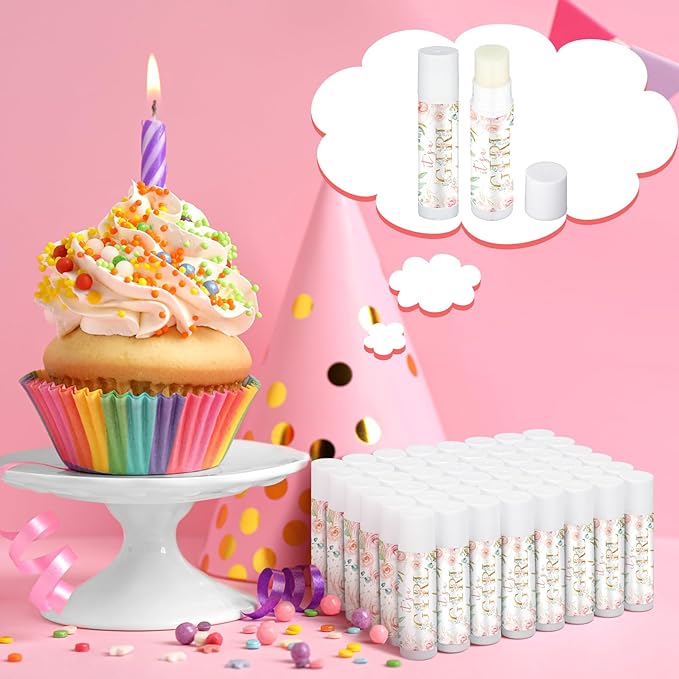 50 Pack Floral Baby Shower Lip Balm Party Supplies Bulk for Girls Guests It's a Girl Baby Shower Gifts Gender Reveal Favors Prizes Souvenirs Winners Thank You Appreciation Gifts-Velvo Beauty