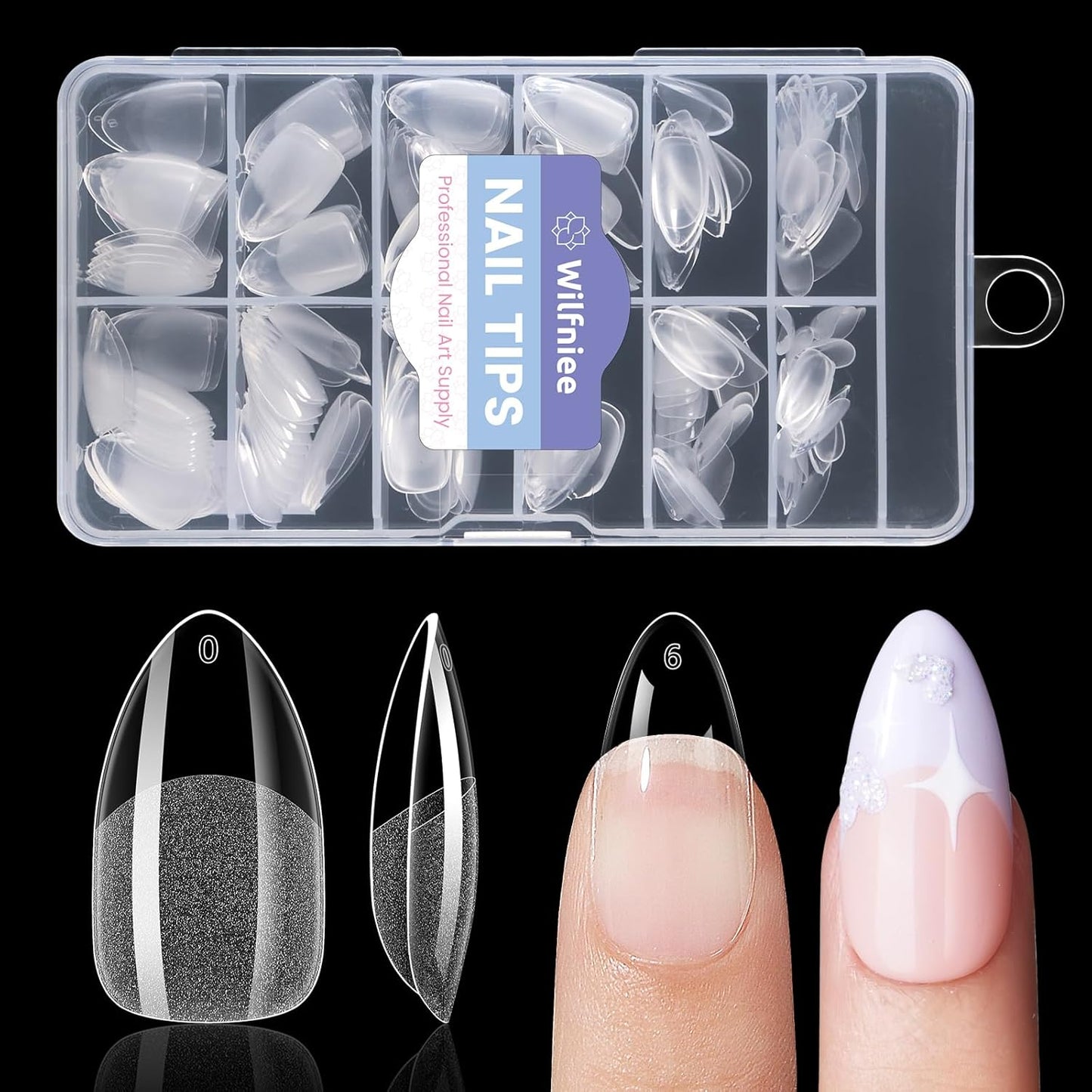 Medium Almond Nail Tips: 240PCS Soft Gel Clear Almond Pre-Shaped Nails Tips, 12 Sizes Full Cover Fake Press on Nails for Acrylic Nail Tip Home DIY Salon Nails-Velvo Beauty