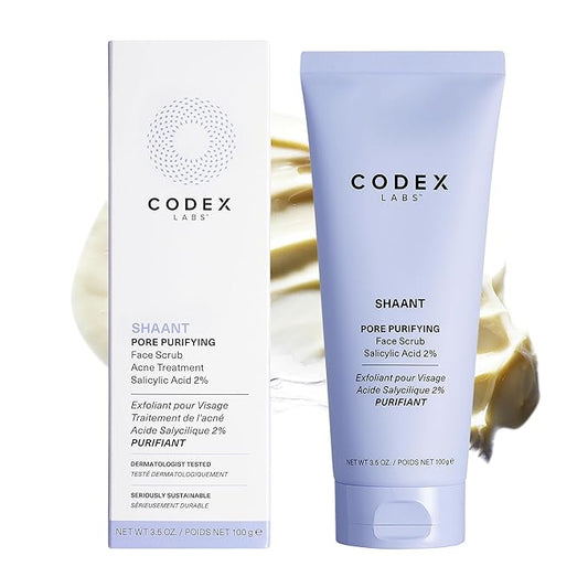 Codex Labs Shaant Pore Purifying Face Scrub - Oil Control Pore Minimizer Exfoliator - For Acne Prone, Oily Skin, All Skin Types - With 2% Salicylic Acid - Cruelty-Free, Vegan Skincare (100g)-Velvo Beauty