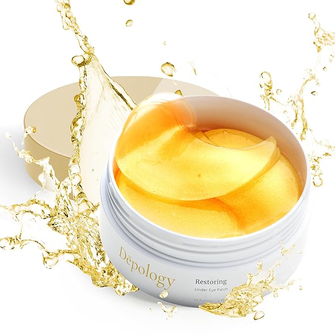 depology Restoring Hydrogel Under Eye Patch | 60 Patches | Brightening Caffeine Gold Pads for Dark Circles | Puffiness | Wrinkles | Refresh | Travel-Velvo Beauty