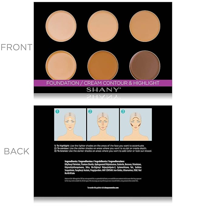 SHANY Foundation/Cream Contour & Highlighting Palette - Layer 1 - Refill for the 6 Layer Mini Masterpiece Collection Makeup Set-Velvo Beauty