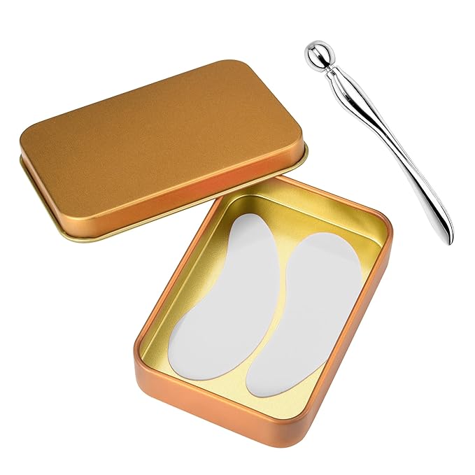 CCbeauty Reusable Under Eye Patches + Eye Cream Applicator Value Set | 100% Silicone Eye Gel Pads | Boost Hydration | Minimize Fine Lines + Wrinkles + Dark Circles | Storage Tin Included | White-Velvo Beauty