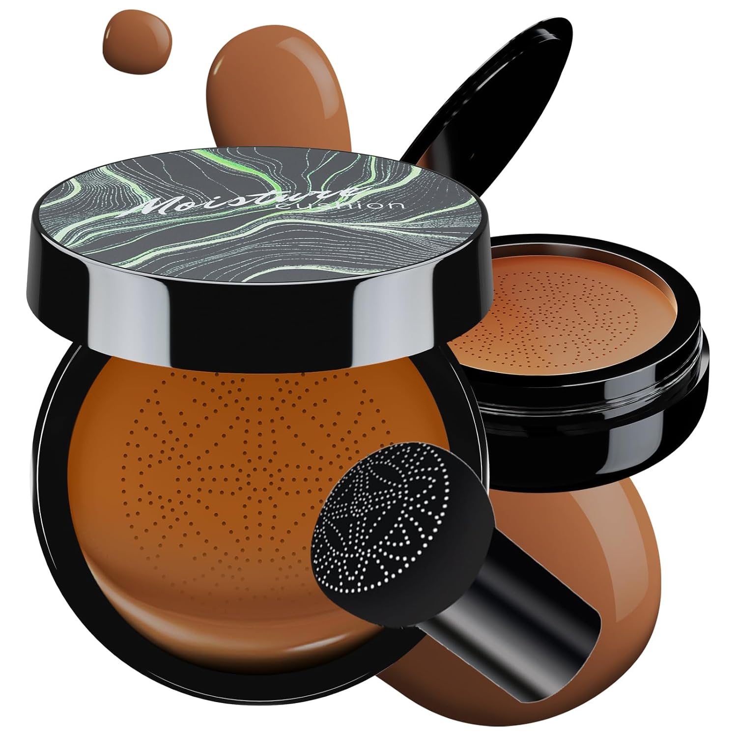 Mushroom Head Air Cushion CC Cream - BB Cream Foundation Makeup Moisturizing Concealer Long-Lasting, Cushion Foundation Full Coverage Self Adjusting for Mature Skin & All Skin Types (Deep)-Velvo Beauty